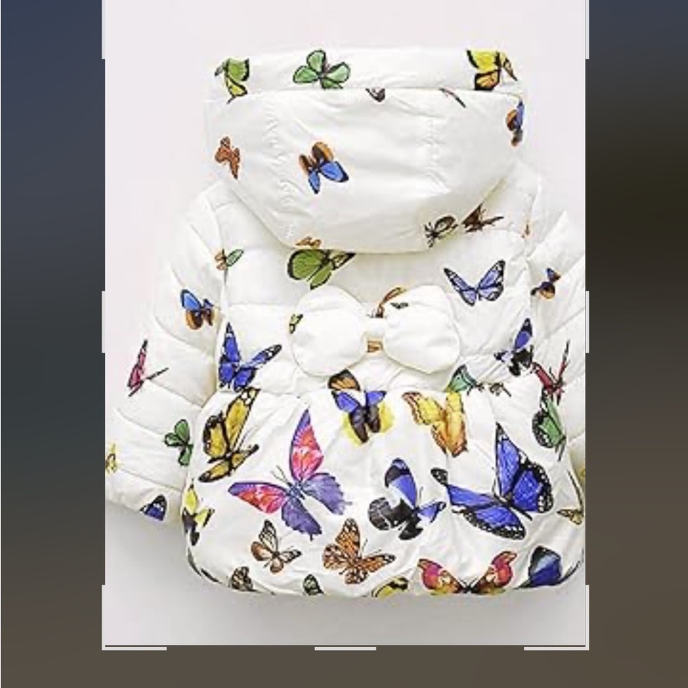 Colorful Butterfly Print Puffer Jacket - Picture 2 of 7
